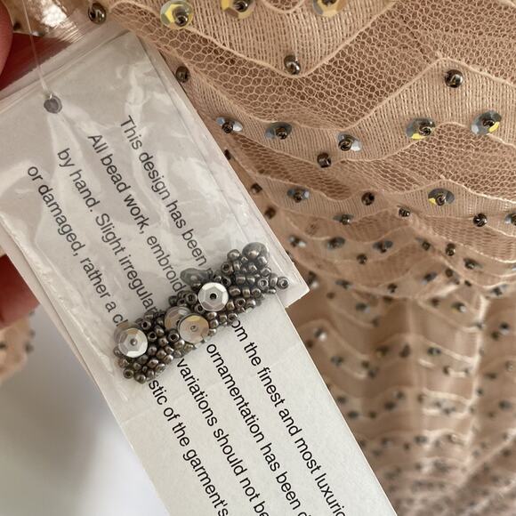 AIDAN MATTOX Dress Women's Size 8 Cream Sheer Sequin Chevron Wedding Cocktail - Picture 10 of 16